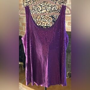 Lane Bryant Purple Sequin Tank Top